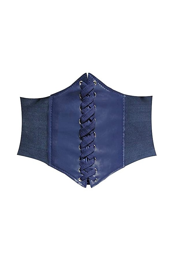 HANERDUN Ceinture Corset pour Femme Cuir Corset à Lacets Ceinture Élastique Ceinture Rétro Cinch Quatre Tailles - Bleu - Tail