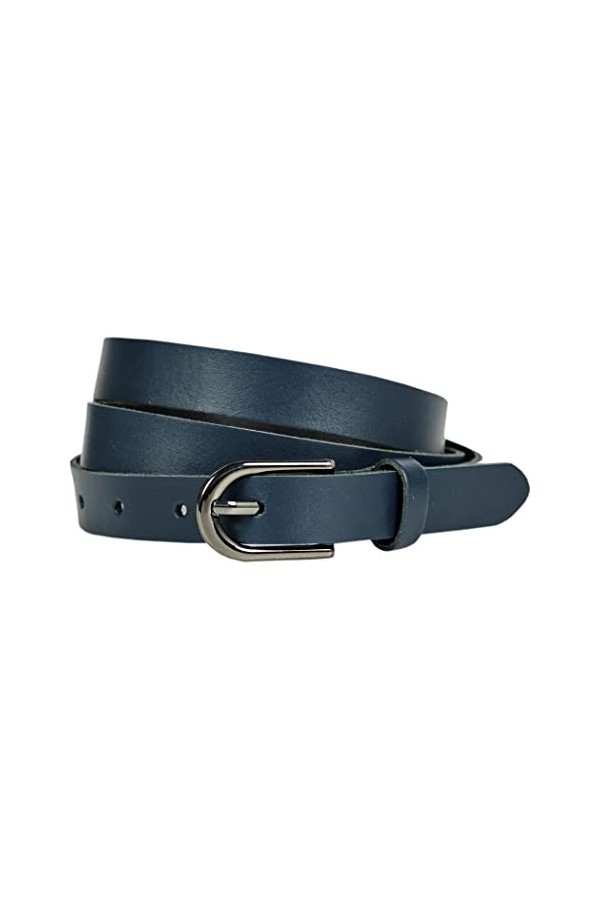 Ceinture en cuir pour femme 2 cm RDS-01, bleu, 120 cm Gesamtlänge 135 cm 