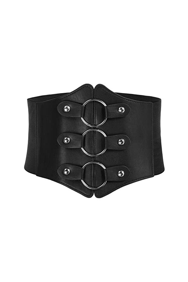 GRACE KARIN Femmes Cuir Large Ceinture Corset Élastique Rivets Taille Classique Corset Ceinture pour Punk Gothique Vêtements 