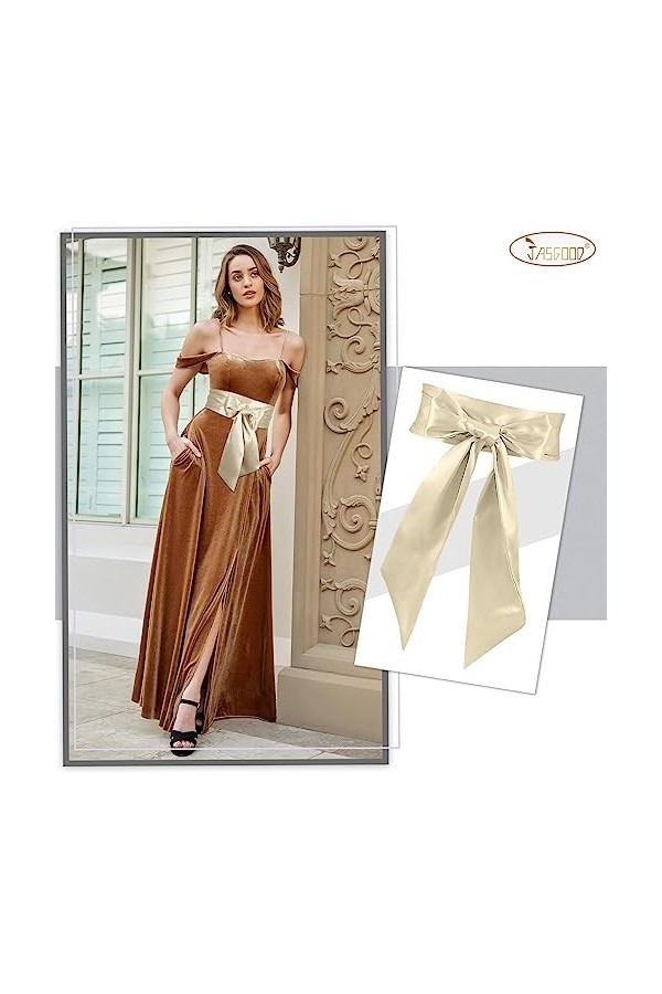 JasGood Ceinture en satin pour femme - Largeur : 3,7" - Taille unique, J-jaune clair, taille unique