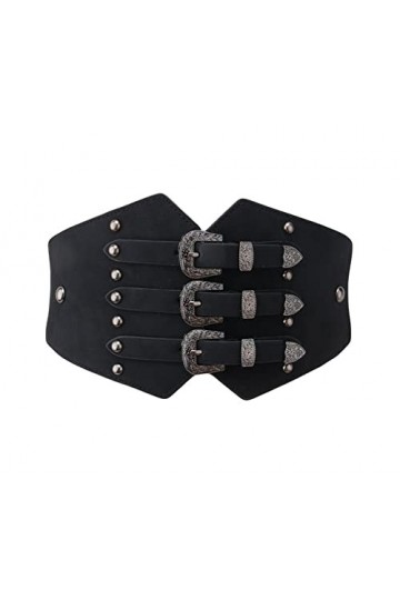 Diyafas Rétro Femmes Large Cinch Ceintures pour Robes Chemises Ceinture Élastique Dames Corset, Noir, Taille unique