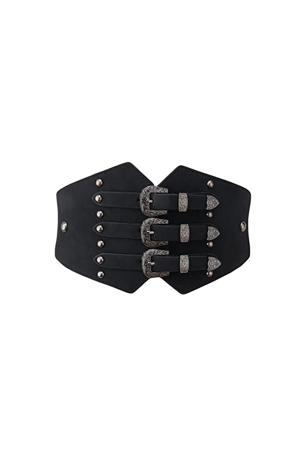 Diyafas Rétro Femmes Large Cinch Ceintures pour Robes Chemises Ceinture Élastique Dames Corset, Noir, Taille unique