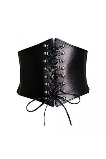 Bamboopack Ceinture corset pour femme - Ceinture élastique à lacets - Pour femme - Noir FBA-HYYE83853 