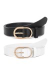 WERFORU Lot de 2 ceintures en cuir pour femme avec boucle dorée, C-noir+blanc, 100cm Passt Taillengröße 66-75cm 