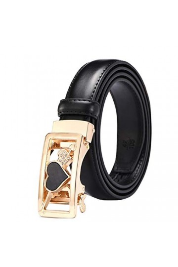 Femmes Ceinture Ratchet Ceintures en Cuir Véritable pour Les Dames Jeans avec Ceinture Automatique Coeur dor Boucle avec Rég