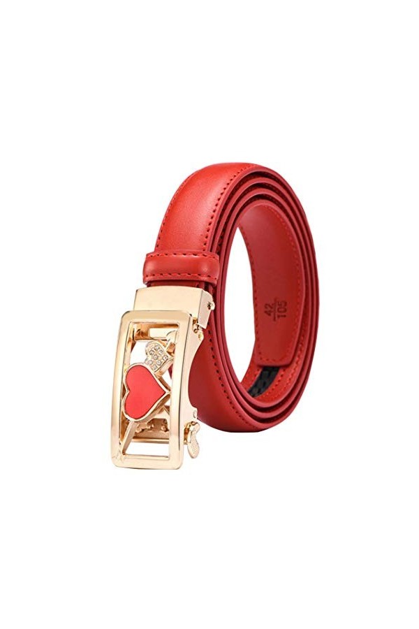 Femmes Ceinture Ratchet Ceintures en Cuir Véritable pour Les Dames Jeans avec Ceinture Automatique Coeur dor Boucle avec Rég