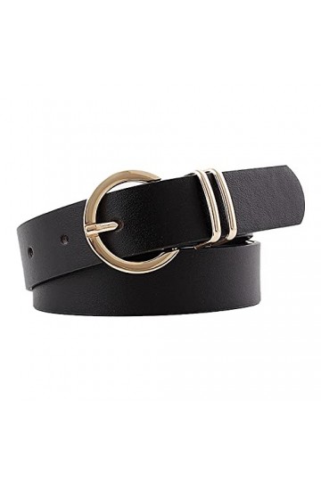 OYUEGE Ceinture en cuir pour femmes, ceinture à boucle ardillon pour jeans et pantalons, Noir , L