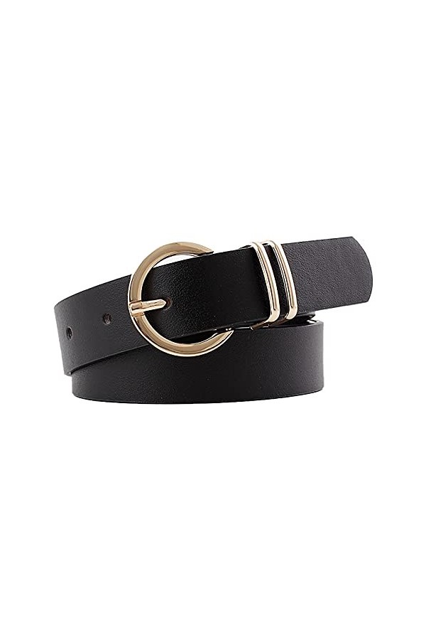 OYUEGE Ceinture en cuir pour femmes, ceinture à boucle ardillon pour jeans et pantalons, Noir , L