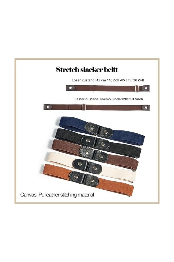 FLOTRUTE Lot de 5 Ceintures Sans Boucle élastiques Sans Boucle, Ceinture Invisible Sans Boucle Réglable, Ceinture élastique S