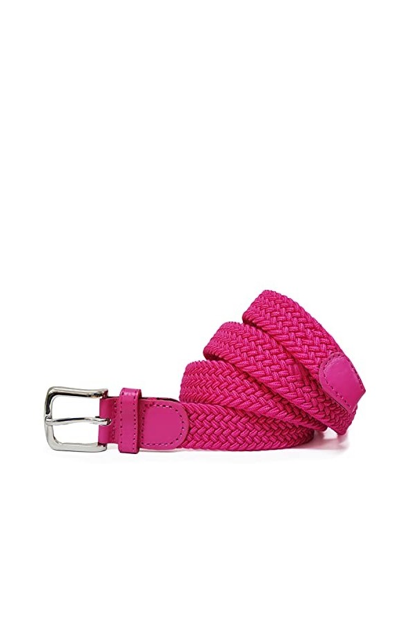 Gloop Ceinture élastique en tissu tressé pour femme 2,5 cm, Rose foncé, Buntweite 95 CM-Gesamtlänge 110 CM