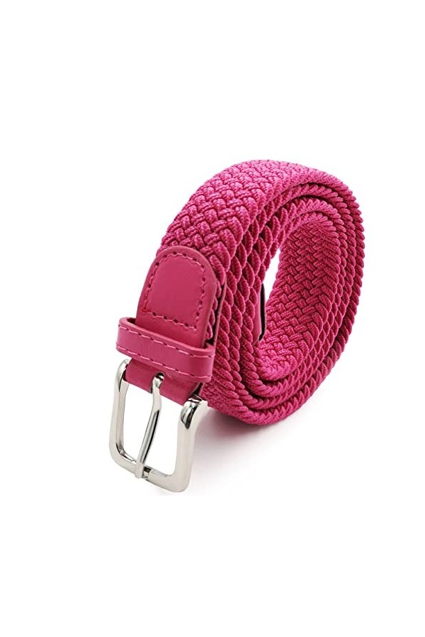 Gloop Ceinture élastique en tissu tressé pour femme 2,5 cm, Rose foncé, Buntweite 95 CM-Gesamtlänge 110 CM