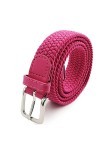 Gloop Ceinture élastique en tissu tressé pour femme 2,5 cm, Rose foncé, Buntweite 95 CM-Gesamtlänge 110 CM