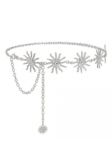 XZQTIVE Femmes Boho Chaîne Ceinture pour Robes Jeans Western Cowgirl Taille Gauche Ceinture Ovale Métal Concho Ceinture, 05 S