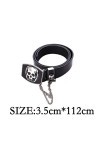 Unisexe Punk Ceinture en Cuir PU Cool Crâne Boucle Skinny Style Rock Ceinture en Cuir avec Boucle Ardillon pour Hommes Femmes