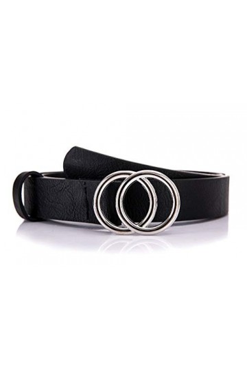 irisaa - Ceinture pour femme - Ceinture pour jean avec double anneau rond - Pour femme, fille, adolescente, Noir New Look, 90