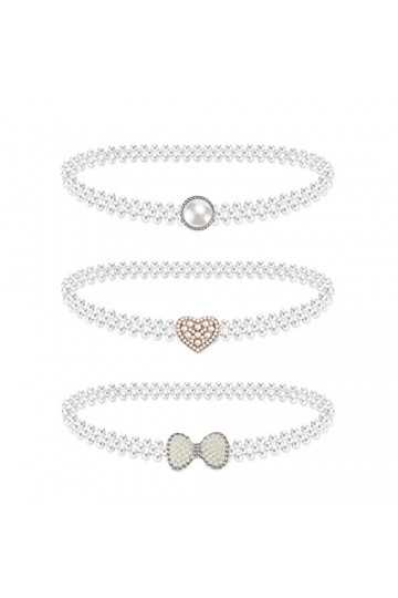 Johotone Ceinture en Perles pour Femme élégante Ceinture de Robe de Mariée Ceinture élastique pour Mariée Demoiselle Dhonneu