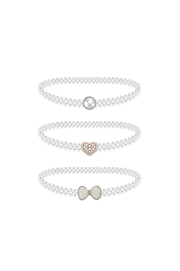 Johotone Ceinture en Perles pour Femme élégante Ceinture de Robe de Mariée Ceinture élastique pour Mariée Demoiselle Dhonneu