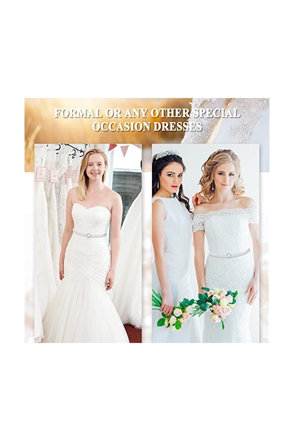 Johotone Ceinture en Perles pour Femme élégante Ceinture de Robe de Mariée Ceinture élastique pour Mariée Demoiselle Dhonneu