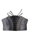 JZK Noir Faux Cuir Ceinture Corset pour Femmes Usure Quotidienne et Déguisement, Large Ceinture à Lacets Ceinture élastique p