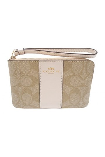 Coach Poignet en cuir croisé avec fermeture éclair dangle, Craie kaki clair, S