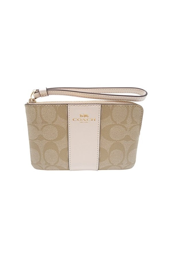 Coach Poignet en cuir croisé avec fermeture éclair dangle, Craie kaki clair, S