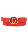MYB Ceinture en simili cuir pour femme - boucle à ardillon - hauteur 25mm Rouge Or , 90-105 cm 