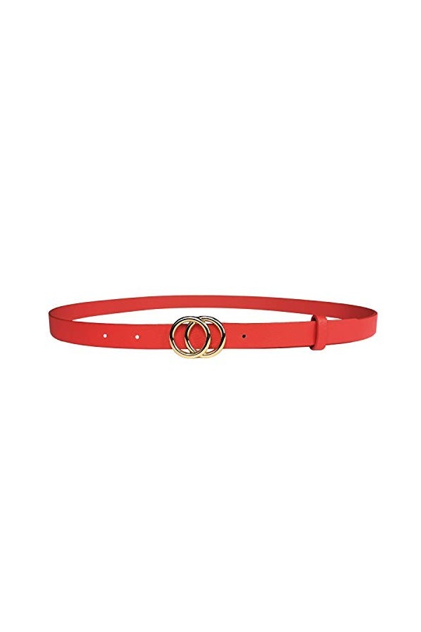 MYB Ceinture en simili cuir pour femme - boucle à ardillon - hauteur 25mm Rouge Or , 90-105 cm 
