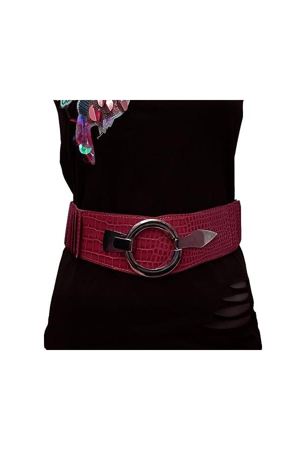 Glamexx24 Ceinture élastique pour femme - 6 cm de large - Anneau argenté, Flocons rouge foncé, 85cm Taillenweite 76-108cm 