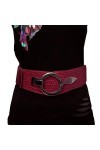 Glamexx24 Ceinture élastique pour femme - 6 cm de large - Anneau argenté, Flocons rouge foncé, 85cm Taillenweite 76-108cm 