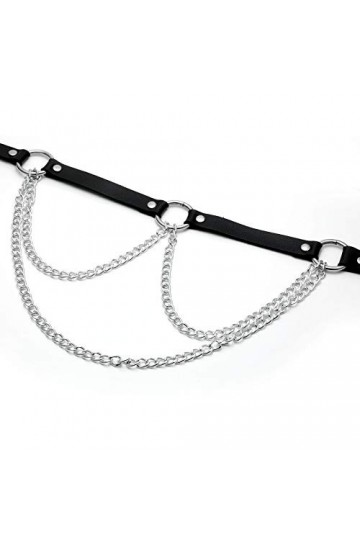 Milakoo Ceinture punk/rocker en cuir synthétique avec œillets pour femme - Boucles réglables, f2, taille unique