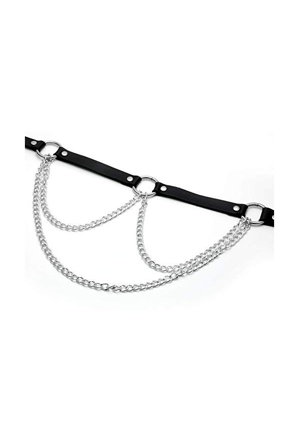 Milakoo Ceinture punk/rocker en cuir synthétique avec œillets pour femme - Boucles réglables, f2, taille unique