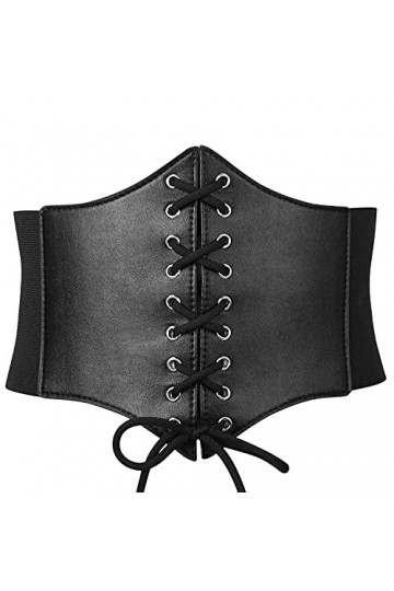 Jasgood Ceinture élastique à lacets pour femme, a-noir, X-Large