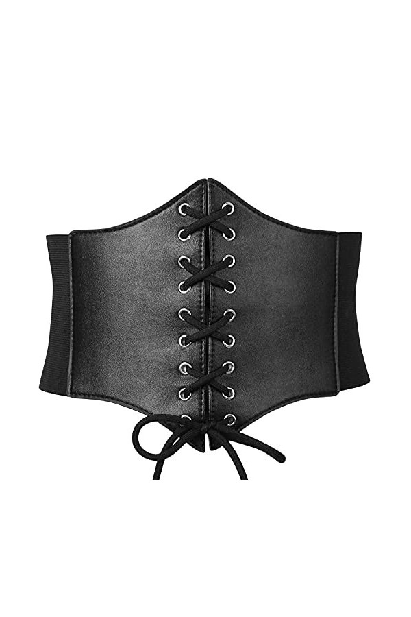 Jasgood Ceinture élastique à lacets pour femme, a-noir, X-Large