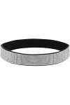 DTWAWA Ceinture élastique en strass pour femme - Taille large, Diamant blanc + ceinture noire, XS:taille 23.6/26.4"