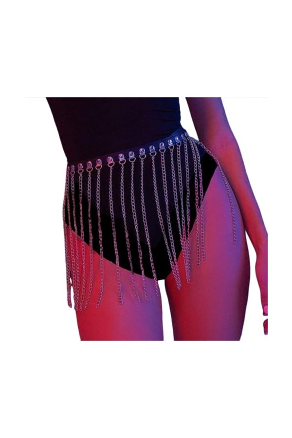 Ushiny Punk femmes ceintures de taille en cuir gland ceinture de corps accessoires dhalloween tenue de fête Rave pour femmes
