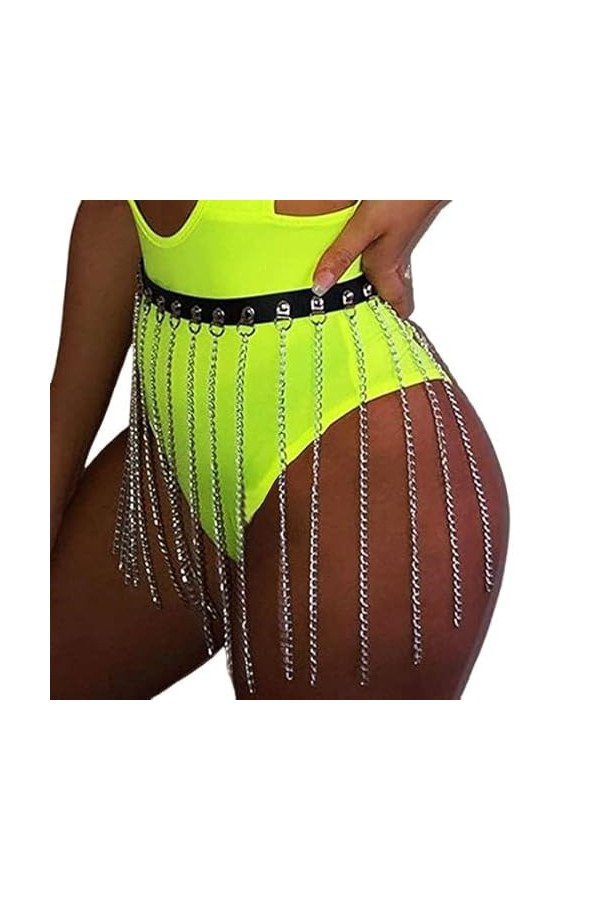 Ushiny Punk femmes ceintures de taille en cuir gland ceinture de corps accessoires dhalloween tenue de fête Rave pour femmes
