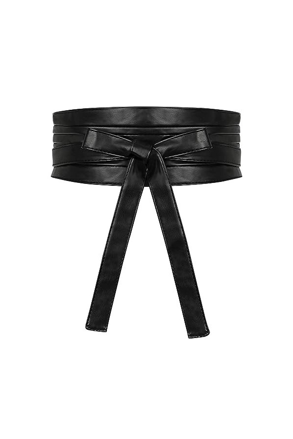 JasGood Lot de 2 ceintures larges Obi pour femme et fille, 5-noir/une pièce, L taille 91/100 cm 