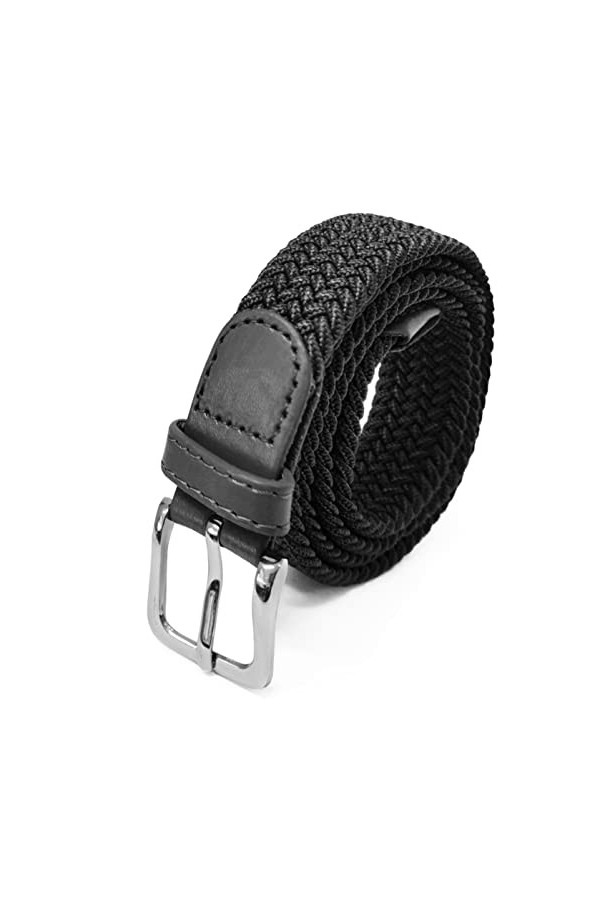 Gloop Ceinture élastique en tissu tressé pour femme 2,5 cm, Noir , Buntweite 65 CM-Gesamtlänge 80 CM