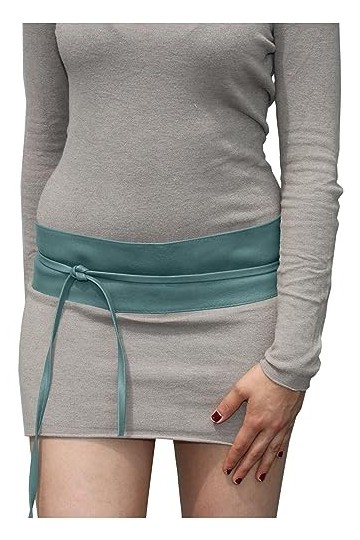 Best Emilie Ceinture à enrouler pour femme en cuir – Plusieurs couleurs – Taille unique, bleu clair, taille unique