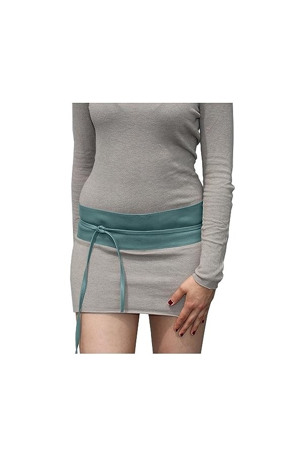 Best Emilie Ceinture à enrouler pour femme en cuir – Plusieurs couleurs – Taille unique, bleu clair, taille unique