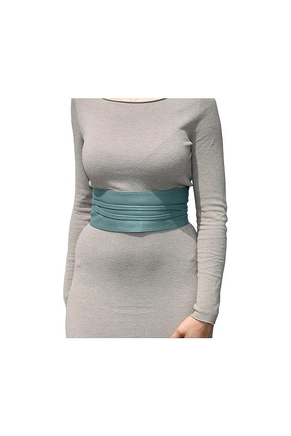 Best Emilie Ceinture à enrouler pour femme en cuir – Plusieurs couleurs – Taille unique, bleu clair, taille unique