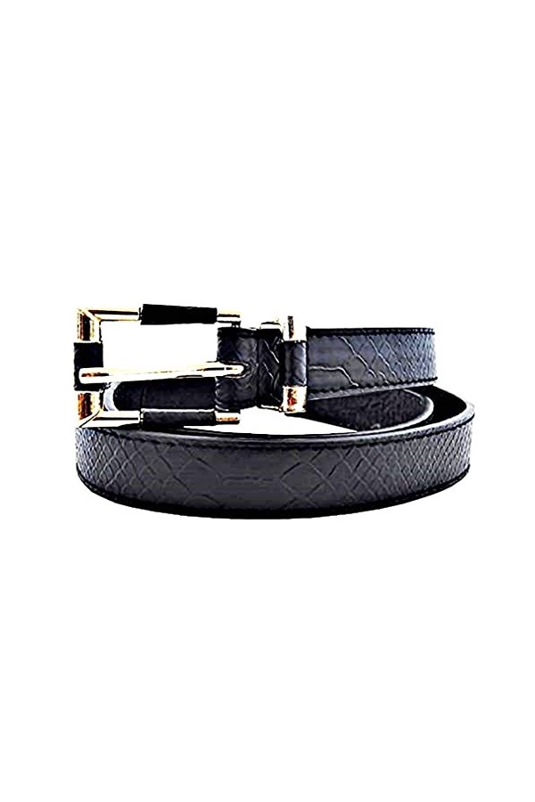 Ceinture pour femme – Noir Python – Simili-cuir – Boucle couleur or, idée cadeau Noël anniversaire fête, Noir , Taille unique
