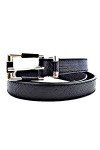 Ceinture pour femme – Noir Python – Simili-cuir – Boucle couleur or, idée cadeau Noël anniversaire fête, Noir , Taille unique