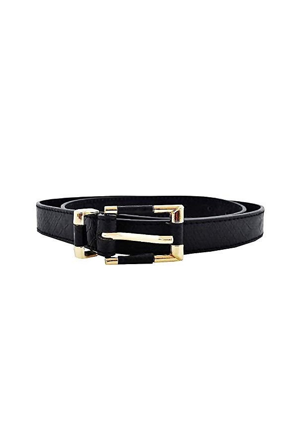 Ceinture pour femme – Noir Python – Simili-cuir – Boucle couleur or, idée cadeau Noël anniversaire fête, Noir , Taille unique