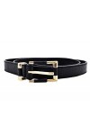 Ceinture pour femme – Noir Python – Simili-cuir – Boucle couleur or, idée cadeau Noël anniversaire fête, Noir , Taille unique