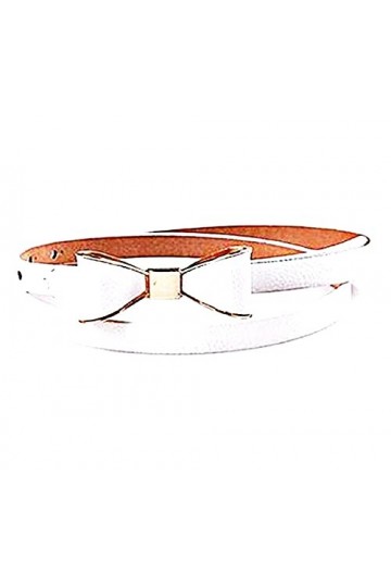 Lovelegis Ceinture Femme - Fille - Mince Blanc - Faux Cuir - Boucle - Noeud, Blanc, Taille unique