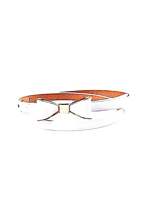 Lovelegis Ceinture Femme - Fille - Mince Blanc - Faux Cuir - Boucle - Noeud, Blanc, Taille unique