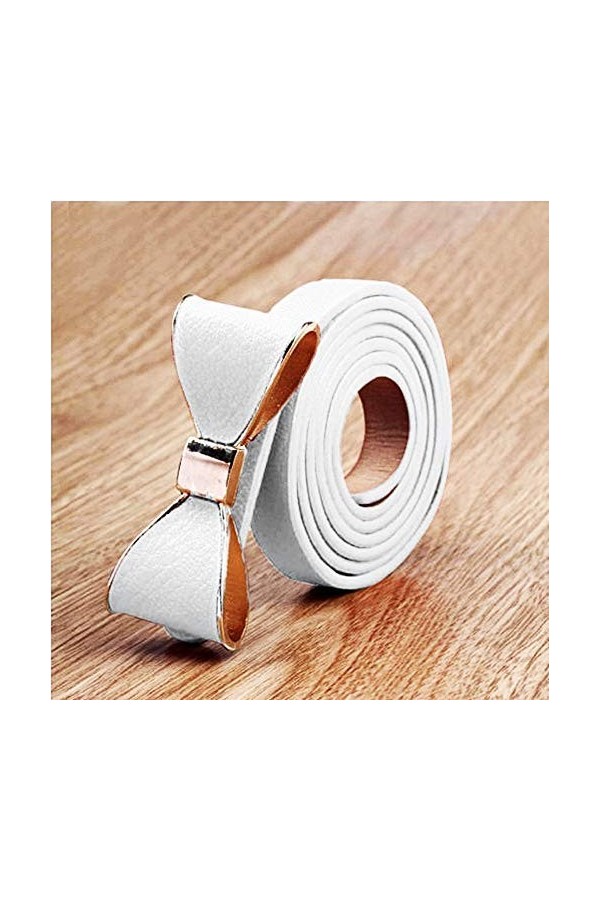 Lovelegis Ceinture Femme - Fille - Mince Blanc - Faux Cuir - Boucle - Noeud, Blanc, Taille unique