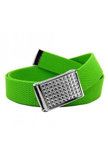 Build A Belt Boucle de ceinture à rabat pour femme avec strass transparents de 3,2 cm de large, vert kelly, 36/46W 3XL 