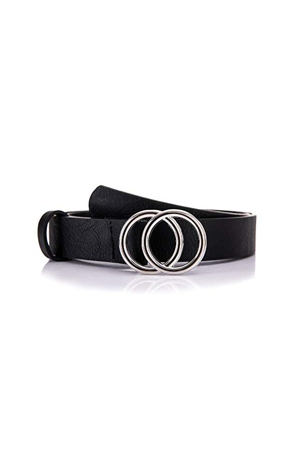 irisaa - Ceinture pour femme - Ceinture pour jean avec double anneau rond - Pour femme, fille, adolescente, Noir New Look, 90